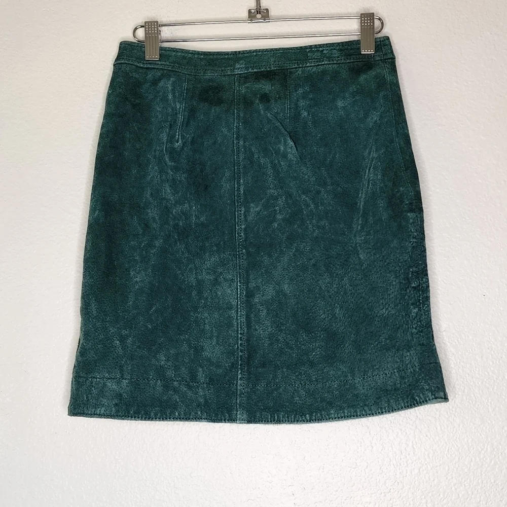 Blank NYC Green Suede Leather Wrap Mini Skirt 25